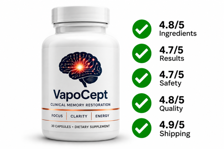 VapoCept 4.8 out of 5 rating for ingredients, results, safety, quality and shipping